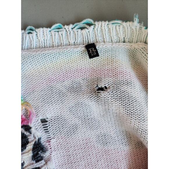 NWOT R13 Distressed Stripe Edge Oversize Cardigan Sweater Size XS Multi #2E405 - Picture 8 of 13